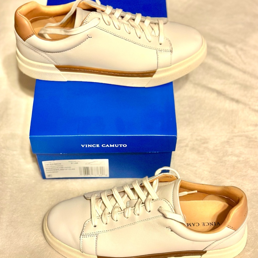Vince Camuto Cream and Tan Men's Sneakers